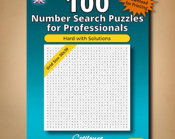 100 rompecabezas de búsqueda de números para profesionales - Difícil con soluciones (descarga digital)