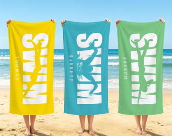 Personalisiertes Badehandtuch, Geschenk für Schwimmer, Individuelles Poolhandtuch, Schwimmtrainer, Sportverein, Geschenk zur Schwimmsaison, Unverzichtbar für Sommerpartys.