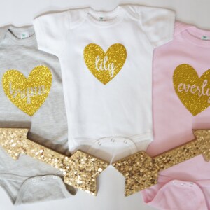 Personalized Heart Bodysuit and Tee Shirts