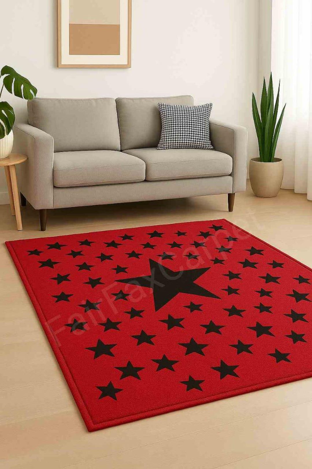 Star Area Rug Star Pattern Rug – Modern Black Star Area Rug for Living Room, Bold ...