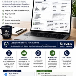 Executive Meeting Minutes Template Bundle | PMBOK Aligned | Project Manager Meeting Notes | Action Item Tracker | Word & Google Docs