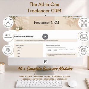 Freelancer Notion Template, Freelancer CRM, Client Management, Project Management, Business Dashboard, Service Business Planner, Work Planne