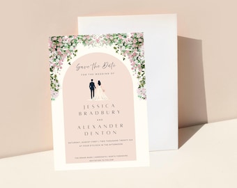 Floral Save the Date DIGITAL Template | Editable Invitation | Simple Wedding Dave the Date Invite | Instant Download | Printable or Digital