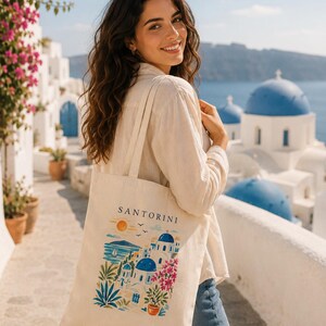 Greece travel tote greek island artwork