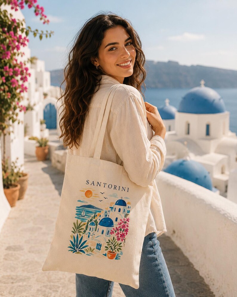Greece travel tote greek island artwork