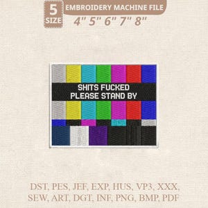 Funny Retro TV Test Pattern Embroidery Design (Digital Download)