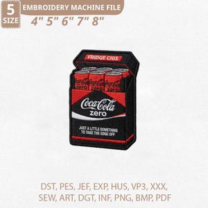 Coca-Cola Zero Fridge Cigs Embroidery Design, Funny Soda Patch (Digital Pattern)