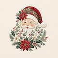 Santa Claus Poinsettia Wreath Embroidery Design, Holiday Botanical Stitch (Digital Download) product logo