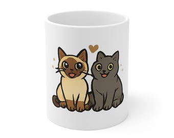 Två söta katter muggillustration