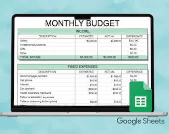 Monthly Budget Tracker Minimalist Finance Planner Google Sheets Template