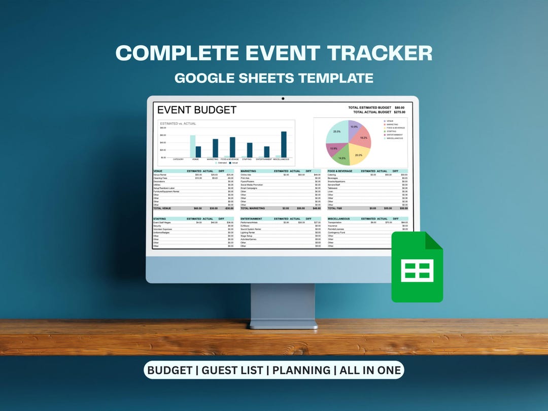 Event Planner Google Sheets Spreadsheet Party Wedding Baby Shower ...