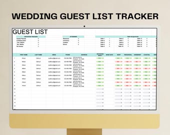 Wedding Guest List Tracker RSVP & Meal Organizer Event Seating Chart Template for Google Sheets