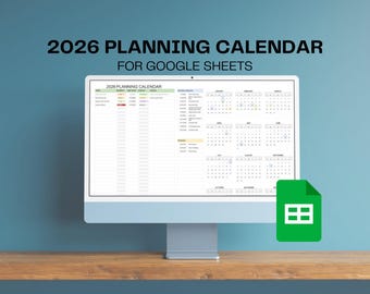 2026 Planning Calendar Year at a Glance Google Sheets Template Editable Annual Organizer