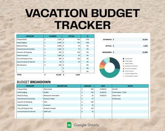 Vacation Budget Template Travel Planner Spreadsheet Holiday Trip Expense Tracker for Google Sheets