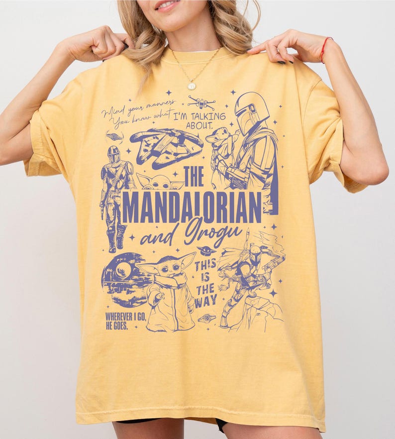 Disney Star Wars The Mandalorian This Is The Way Comfort Colors-skjorta, Star Wars-skjorta, Disneyland-familjematchning-tröja, Galaxy's Edge-skjorta bild 7