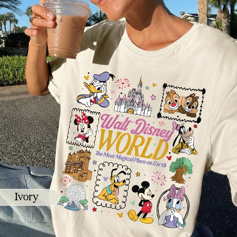 Vintage Micky Disneyworld Komfort Farben Shirt, Retro Micky und Freunde Shirts, Walt Disneyworld T-Shirt, Disney 2026 Reise Disney Urlaub T-Shirt Bild 2