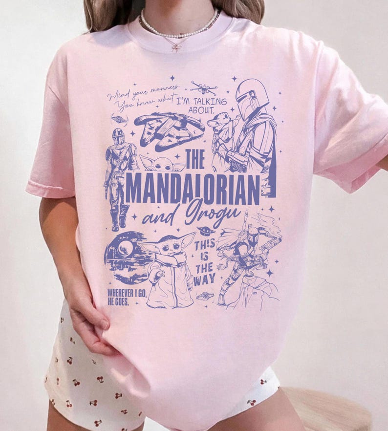 Disney Star Wars The Mandalorian This Is The Way Comfort Colors-skjorta, Star Wars-skjorta, Disneyland-familjematchning-tröja, Galaxy's Edge-skjorta bild 5