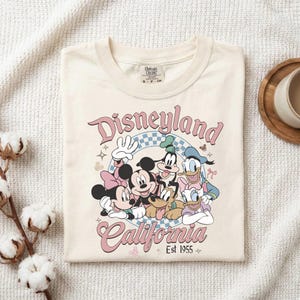 Retro Disneyland California Comfort Color Shirt, Disneyland Est 1955 Shirt, Mickey And Friends Comfort Color Shirt, Disney Vacation Tee image 3