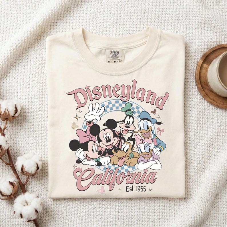 Retro Disneyland California Comfort Color Shirt, Disneyland Est 1955 Shirt, Mickey And Friends Comfort Color Shirt, Disney Vacation Tee image 3