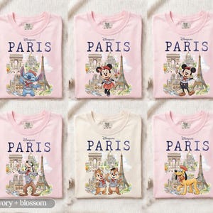Disney Alle Charaktere Disneyland Paris Comfort Color Shirts, Mickey & Friends Prinzessin Paris Tee, Chip N Dale Stitch Pooh Disneyland Tee Bild 4