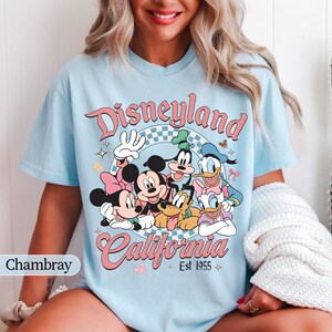 Retro Disneyland California Comfort Color Shirt, Disneyland Est 1955 Shirt, Mickey And Friends Comfort Color Shirt, Disney Vacation Tee image 7