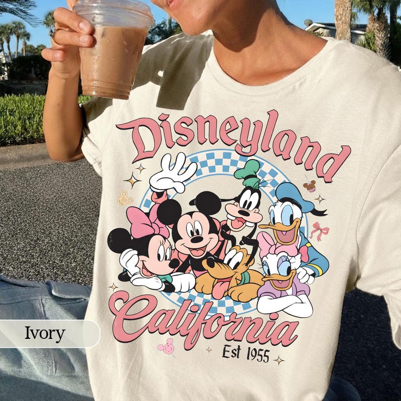 Retro Disneyland California Comfort Color Shirt, Disneyland Est 1955 Shirt, Mickey And Friends Comfort Color Shirt, Disney Vacation Tee image 5