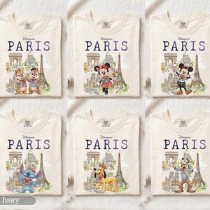 Disney Alle Charaktere Disneyland Paris Comfort Color Shirts, Mickey & Friends Prinzessin Paris Tee, Chip N Dale Stitch Pooh Disneyland Tee Bild 1