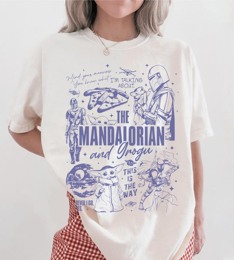 Disney Star Wars The Mandalorian This Is The Way Comfort Colors-skjorta, Star Wars-skjorta, Disneyland-familjematchning-tröja, Galaxy's Edge-skjorta bild 1