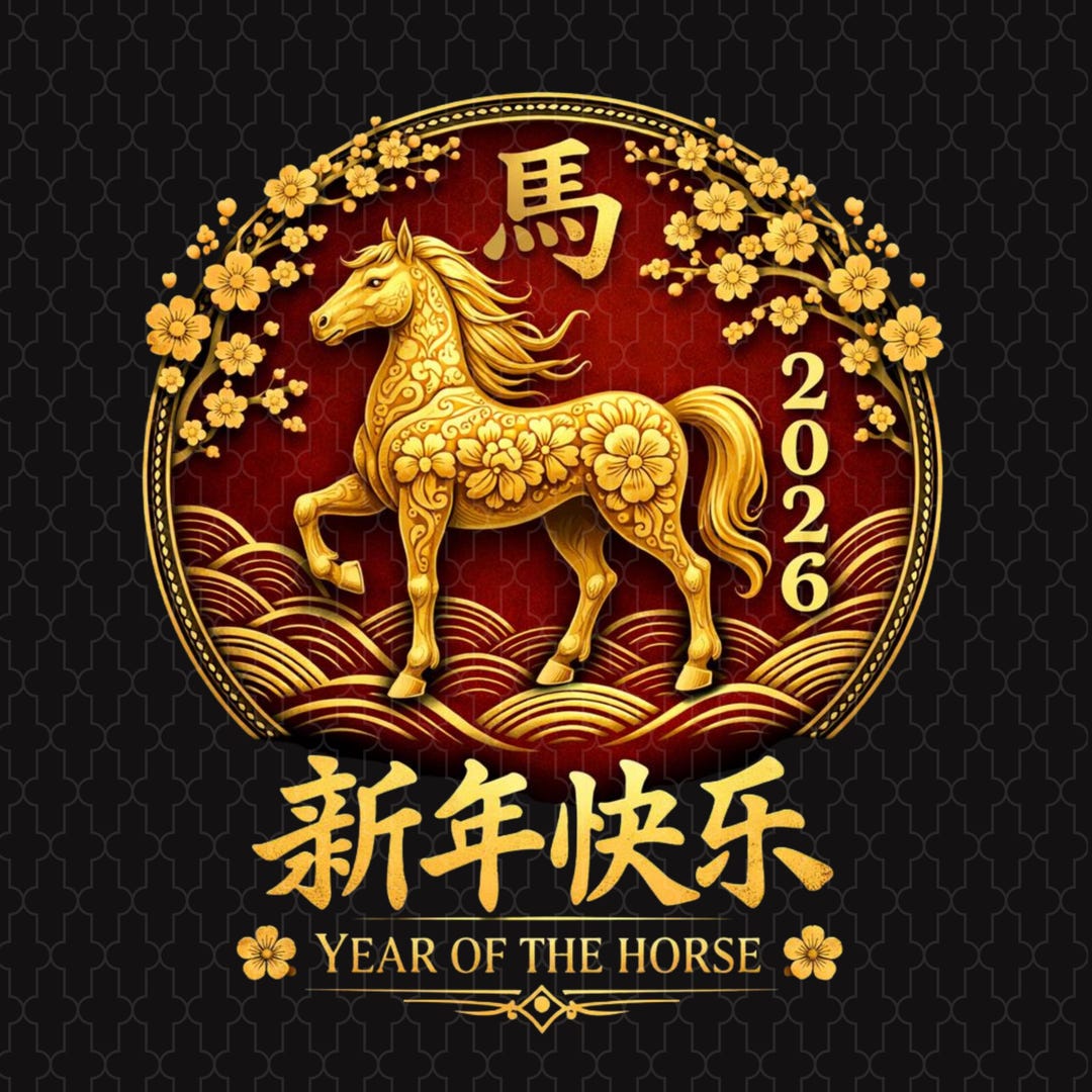 Year of the Horse 2026 PNG, Chinese Zodiac Horse Art Png Lunar New Year ...