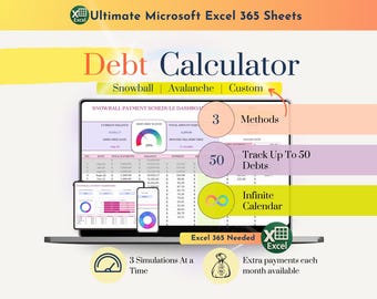 Debt Payoff Tracker Debt Snowball Spreadsheet Debt Snowball Method Calculator Avalanche Method Debt for Organized Couple Gift 2026