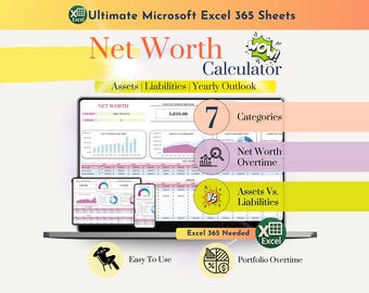 Net Worth tracker for girl 2026 gift budget tracker debt tracker calculate your net worth estimator calculator for net worth spreadsheet