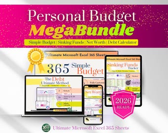 Ultimate Annual Budget Spreadsheet Excel Monthly Budget Tracker Financial Planner Bill Tracker Debt Tracker Net Worth Tracker