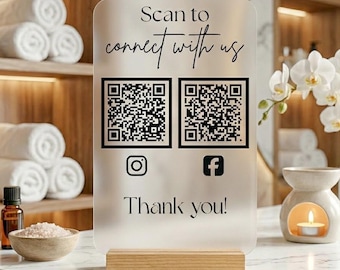 Custom Business QR Display | Frosted Acrylic Stand for Social & Payment Links