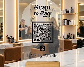 Frosted Acrylic QR Sign | Matte Counter Display for Spa  Salon | Custom Social & Payment Stand