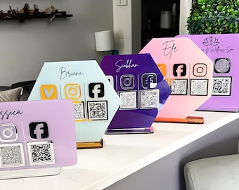Custom Business QR Display | Acrylic Stand for Social Links & Quick Payments