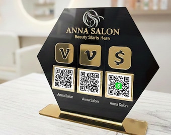 Personalized QR Display for Shops | Acrylic Stand for Social & Payment Links