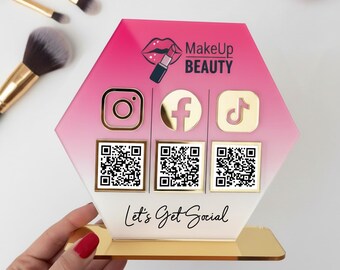 Personalized QR Code Display Stand | Business Payment & Social Media Sign | Custom Checkout Counter Sign