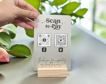 Custom Frosted Acrylic QR Code Sign | Payment & Social Media Display | Small Business