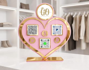 Heart Acrylic QR Code Sign | Custom Acrylic QR Code Sign | Payment & Social Media Display
