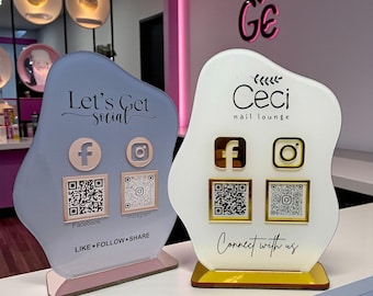 Custom Acrylic QR Code Sign | Payment & Social Media Display | Small Business Checkout Sign