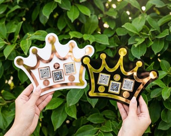 Custom Crown QR Code Sign | Acrylic Payment Sign | Social Media Display for Small Business
