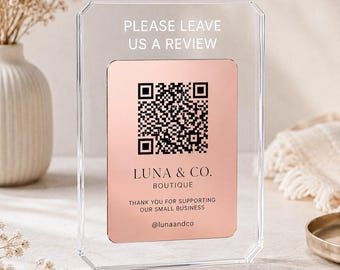 Custom Acrylic QR Code Sign, Google Review Sign for Business, Personalized Scan to Pay Stand, Salon Restaurant Small Business Decor