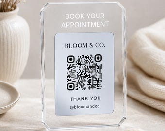 Google Review QR Code Sign, Custom Acrylic Business Stand, Please Leave Us a Review Sign, Salon Cafe Restaurant Counter Decor