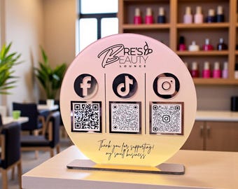 Aangepast QR-codebord voor bedrijven | Social media- en betalingsdisplay