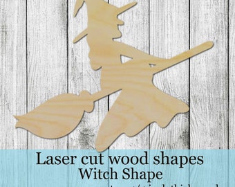 Halloween Witch Shape Blank Wood Cutout for Glowforge Laser Cut Door Hanger Signs Projects