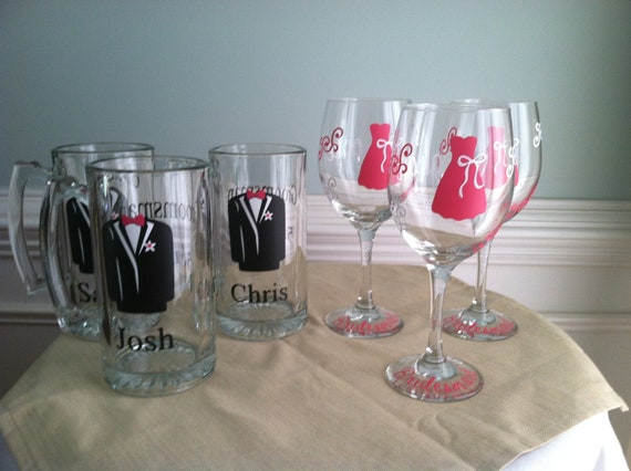 bridesmaid and groomsmen glasses