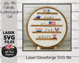 Patriotic America Letterboard Shapes SVG Wood Glowforge Digital Cut File Laser Wood Cutting