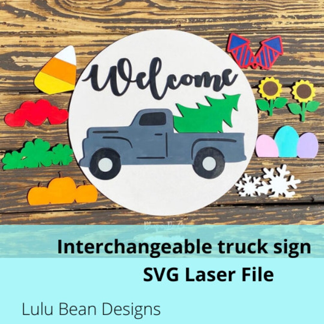 Red Truck Interchangeable Holiday Theme Bogg Bag Tags Monogram Monogrammed  Kit Wood Glowforge SVG File Digital Cut Laser Cutting