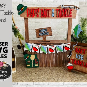 Dad's Bait and Tackle Market Stand Interchangeable SVG laser file Wood Digital Cutting Glowforge