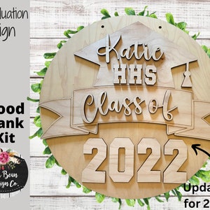 Personalized Graduation Name School Year Round Sign Cutout Shapes, Door Hanger Unfinished Wood Laser Cut, DIY, Many Size Options, Blank